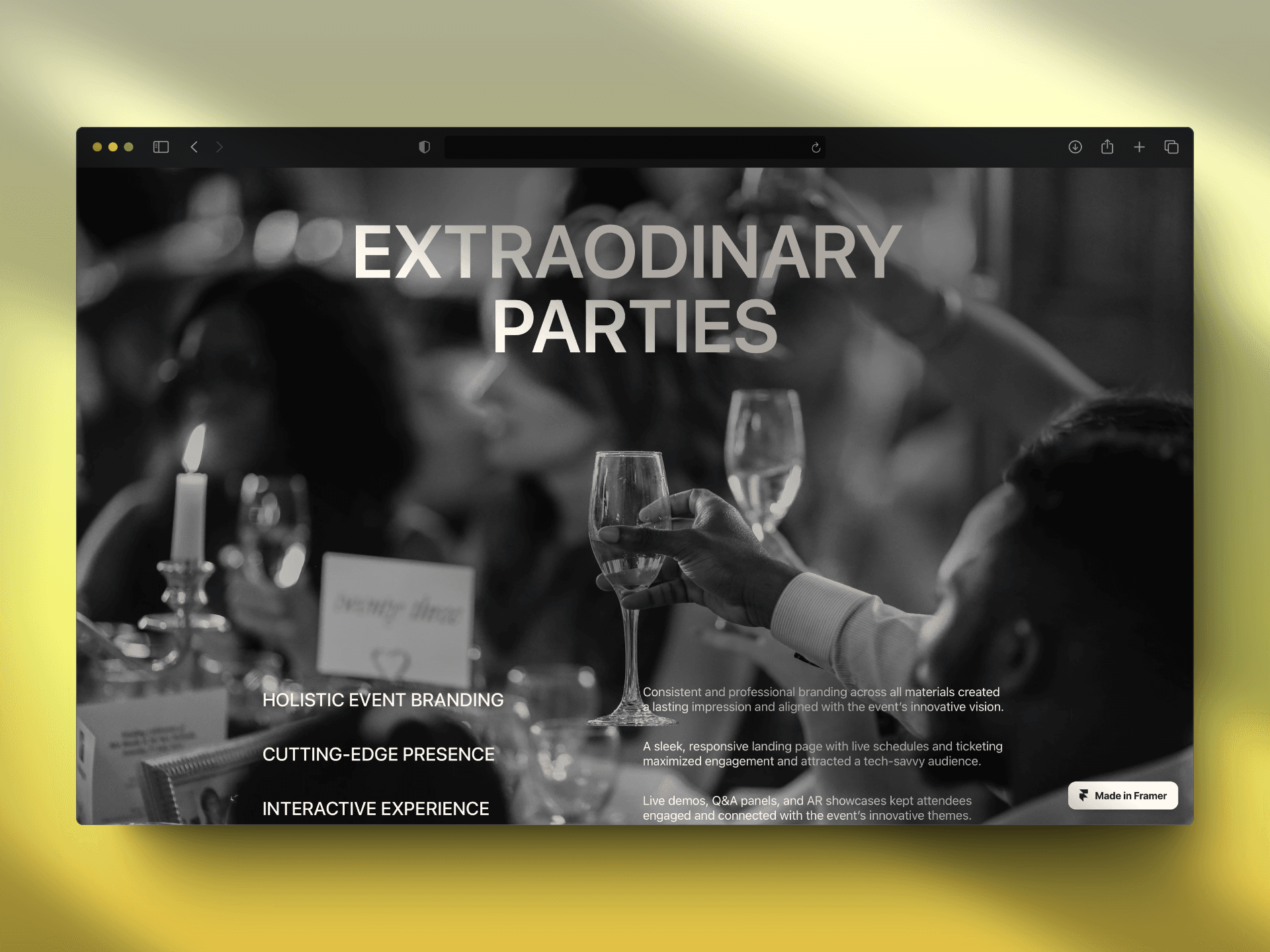 Portfolio of fun and authentic events created by the planning agency